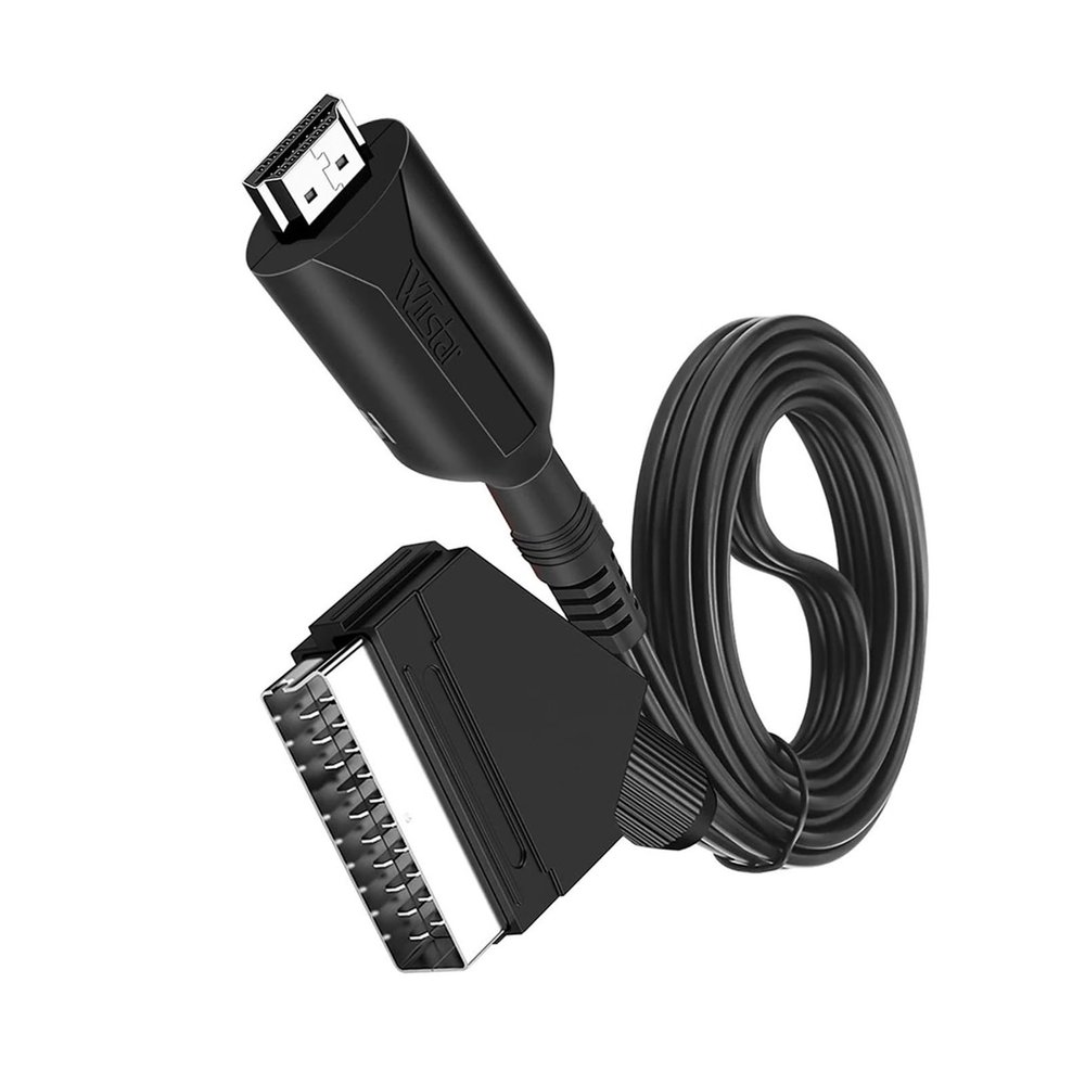 1080P HD HDMI to SCART Video Audio Upscale Converter Adapter Cable with USB Cable for HDTV Sky Box STB DVD Display Conversion Line
