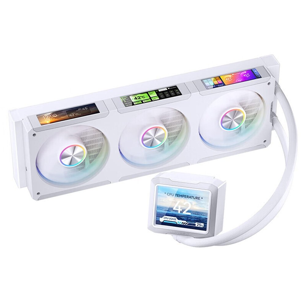 CWCKDJDH TF3-360SC All-in-one CPU Water Cooler 3.5-inch IPS LCD 3.38-inch Screen Fan*3 4-Screen Design for LGA 1851/1700 AM5