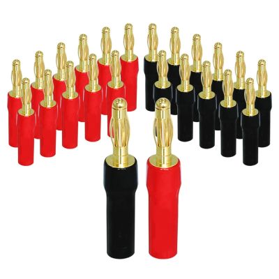 Banana Plugs Closed Screw 24K Gold Plated Banana Speaker Connectors Dual Screw Lock Banana Connector(4 Pcs,Y Type)