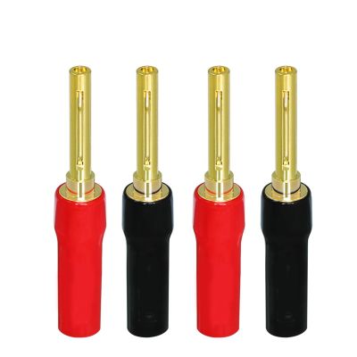 4pcs Gold Plated Speaker Plugs Lock Screw Audio PIN Connector for Speaker Wire 4MM Banana Speaker Connector(Bent Needle)