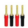 4pcs Gold Plated Speaker Plugs Lock Screw Audio PIN Connector for Speaker Wire 4MM Banana Speaker Connector(Bent Needle) view 1