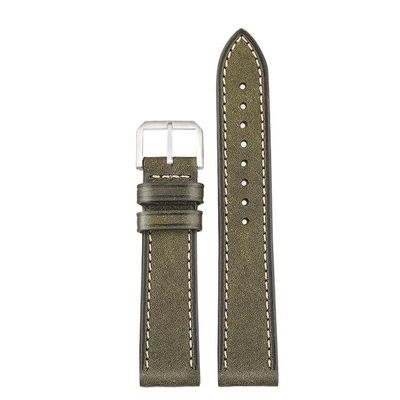Genuine Leather Watchband For Omega Vintage Suede Cowhide Pin Buckle Watch Strap(Green g s1,19mm)