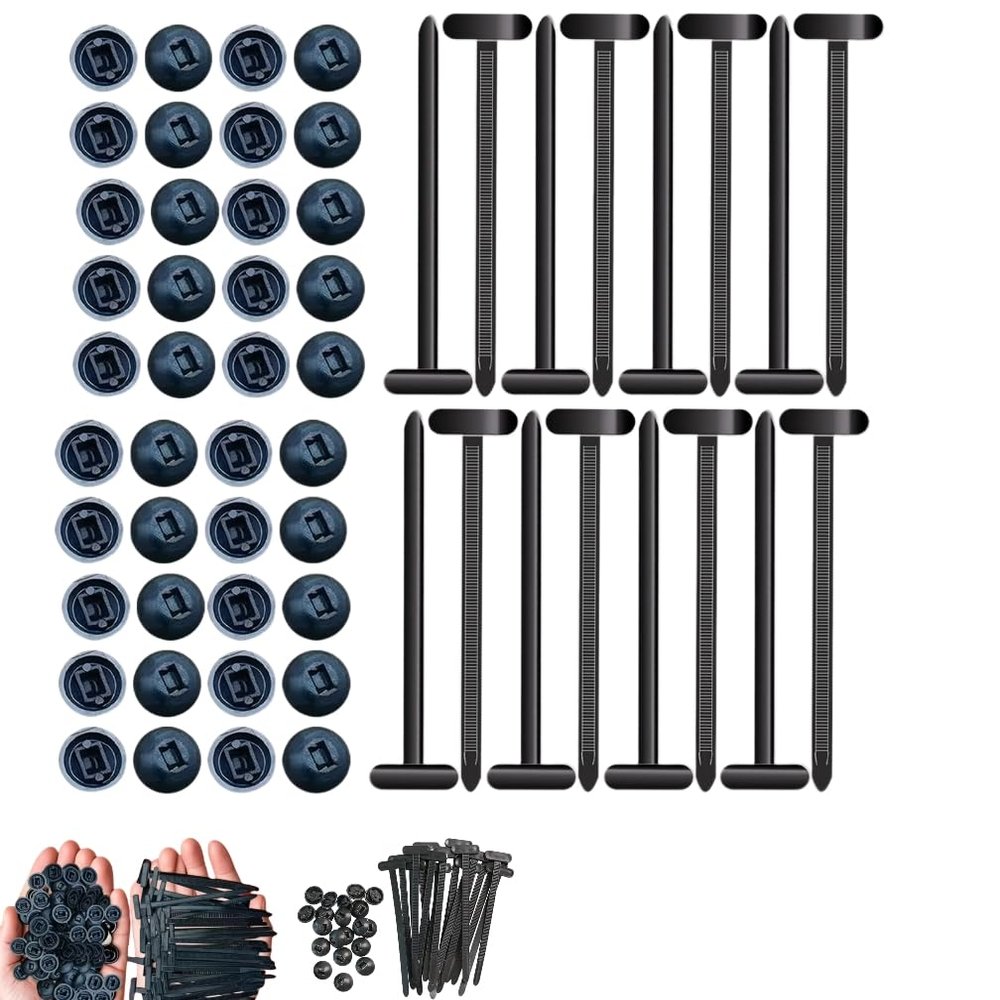 Nylon Cable Ties Set, 100/200/400 PCS, Self-Locking T Rivet Zip Ties for Car, Garden, Workshop (100 pcs)