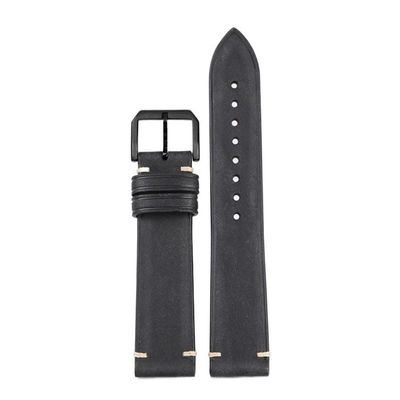 Genuine Leather Watchband For Omega Vintage Suede Cowhide Pin Buckle Watch Strap(Black b2,18mm)