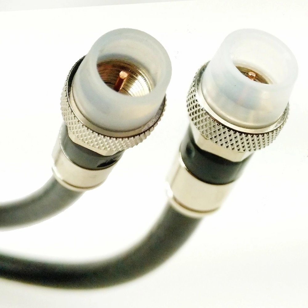 PHATSAT Made in USA Coaxial Cable, Quad-Shield RG6 Jumper Weather-Shield Connector, Black 9 feet