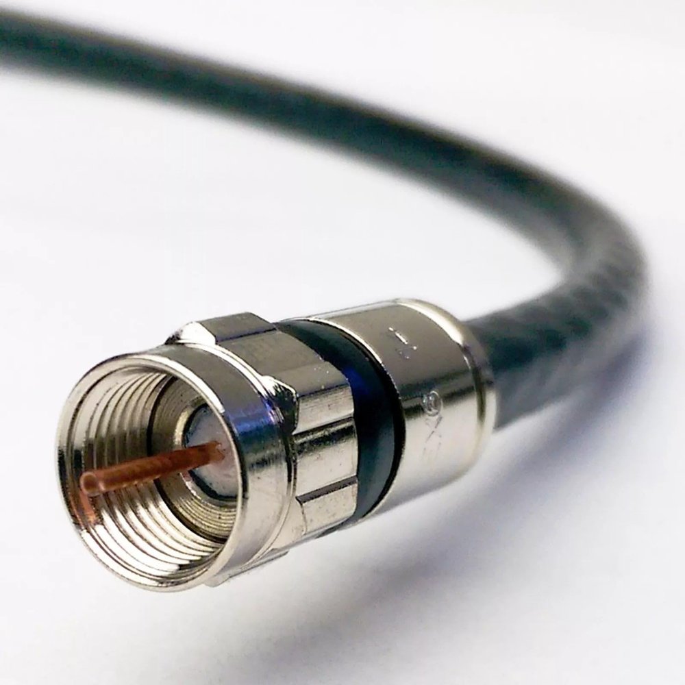 PHATSAT USA Made Quad-Shield RG6 Coaxial Cable, High-Performance Plus Wire for TV, Satellite & Internet, Black, 30 ft