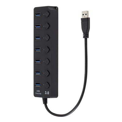 Happyyami Ports USB Hub with Independent Overvoltage and Short Circuit Protection and Lightweight USB Expander for Laptop PC Tablet and Smartphone Use Black