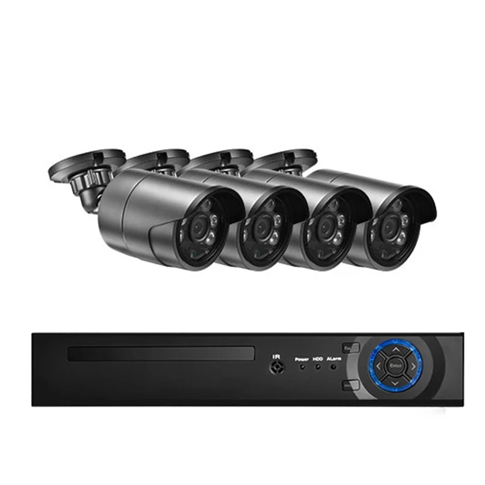 JUCFRDNJ 8CH 48V POE NVR Security Camera System Kit Pedestrian Detection Outdoor Audio Security Camera 4K CCTV Surveillance(4T,4CH 4Cams)