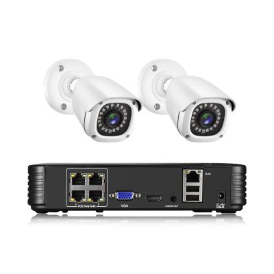 H.265+ POE Security Camera System Kit Audio Record 8MP Face Detect Surveillance IP Camera IR Outdoor Waterproof CCTV Video Set(None,4CH NVR 2PCS CAM)