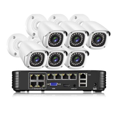 H.265+ POE Security Camera System Kit Audio Record 8MP Face Detect Surveillance IP Camera IR Outdoor Waterproof CCTV Video Set(None,8CH NVR 6PCS CAM)