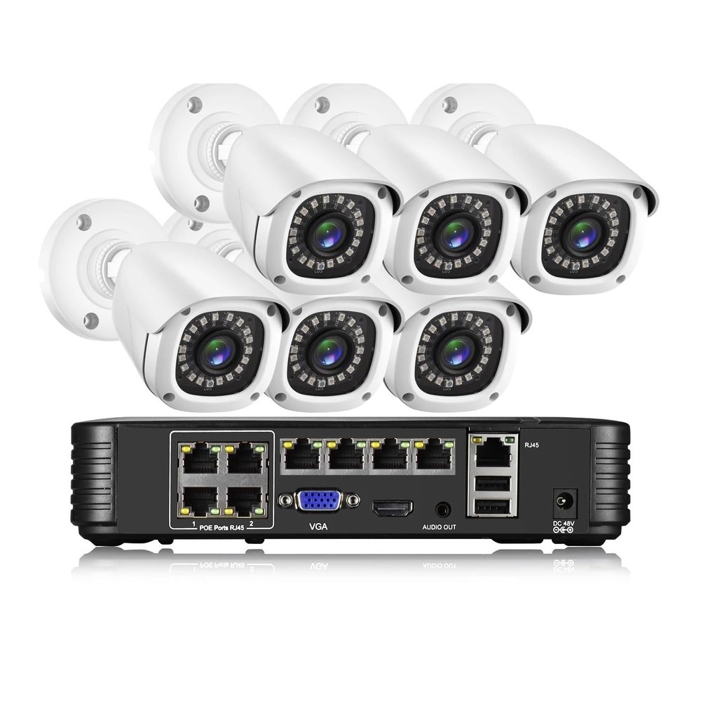 H.265+ POE Security Camera System Kit Audio Record 8MP Face Detect Surveillance IP Camera IR Outdoor Waterproof CCTV Video Set(None,8CH NVR 6PCS CAM)