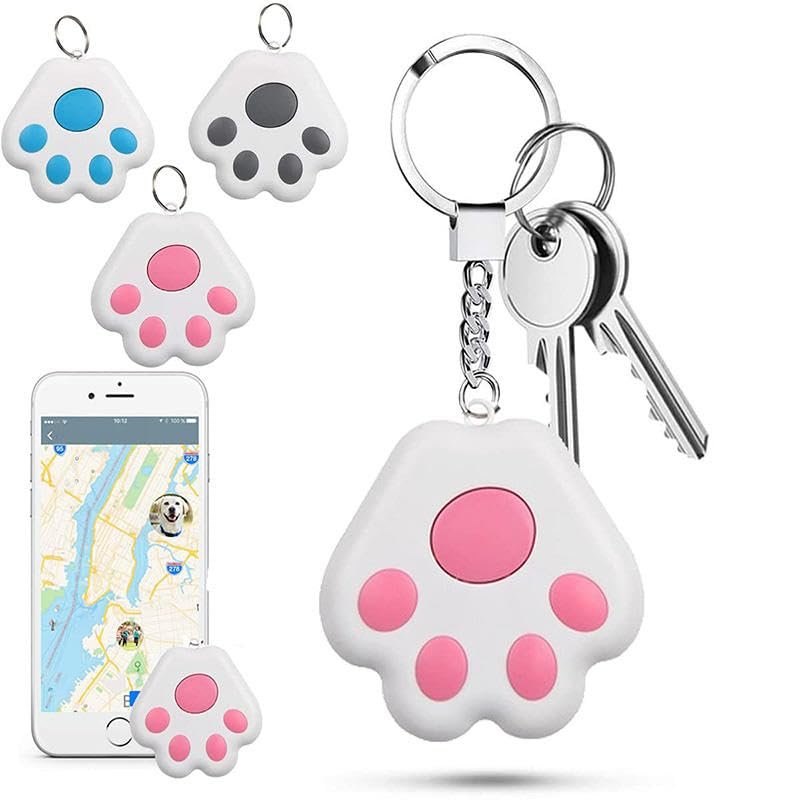 GPS for Dogs, Intelligent Anti-Lost Pet Tracker(No Monthly Fees)Item FindersMini Cat Paw Shaped Dog GPS Collar Tracking Device for Pets Kids Key Luggage Wallet (Black)