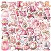 50PCS Pink Christmas Aesthetic Stickers Cartoon Lovely Snowman for Scrapbook Journaling Retro Santa Claus Stickers Party Favors Vinyl Waterproof Holiday Party, Pink Gifts Party (Pink Christmas) view 1