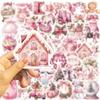 50PCS Pink Christmas Aesthetic Stickers Cartoon Lovely Snowman for Scrapbook Journaling Retro Santa Claus Stickers Party Favors Vinyl Waterproof Holiday Party, Pink Gifts Party (Pink Christmas) view 2