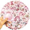 50PCS Pink Christmas Aesthetic Stickers Cartoon Lovely Snowman for Scrapbook Journaling Retro Santa Claus Stickers Party Favors Vinyl Waterproof Holiday Party, Pink Gifts Party (Pink Christmas) view 3