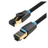 CAT8 Ethernet Cable 40Gbps 2000MHz CAT 8 Networking Cotton Braided Internet LAN Cord for Laptops PS 4 Router RJ45 Cable(IKC Cat8 Black Flat,2m) view 2