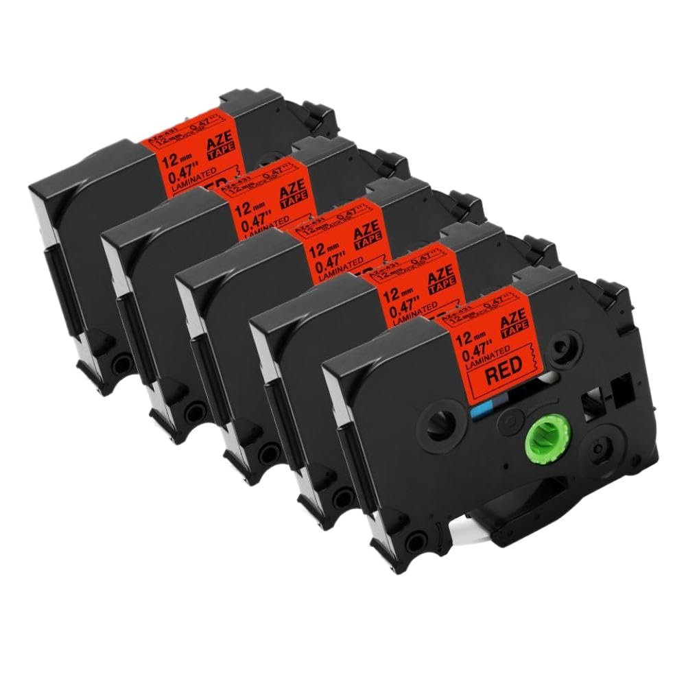 5PK Black On White Label Tape Compatible with P3100 E1000 Pro Ribbon Label Maker Printer TZe-231 TZe-631(5pcs Black on Red)