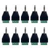 10PCS Section 3.5mm Jack Connector Stereo DC Free Screw Crimping Audio Interface Terminal Block Mono Channel Plug Adapter (Black  10Pcs) view 1