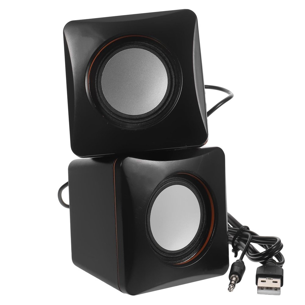 Angoily USB Powered Mini Desktop Speaker Small Compact Stereo Audio for Laptop Home Office Travel Portable Plug and Play Compatible with Multiple Devices