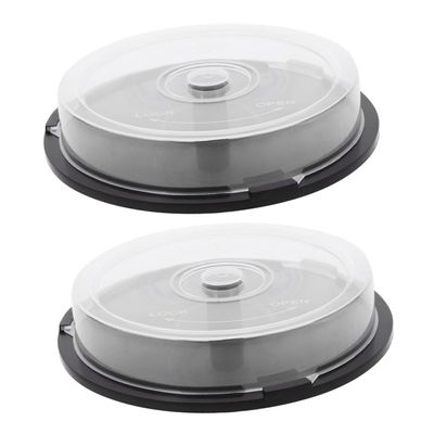 NUOBESTY 2pcs Plastic Dvd Storage Buckets Compact CD Storage Boxes with Disc Capacity Space Saving Organizer Containers for Dvds and