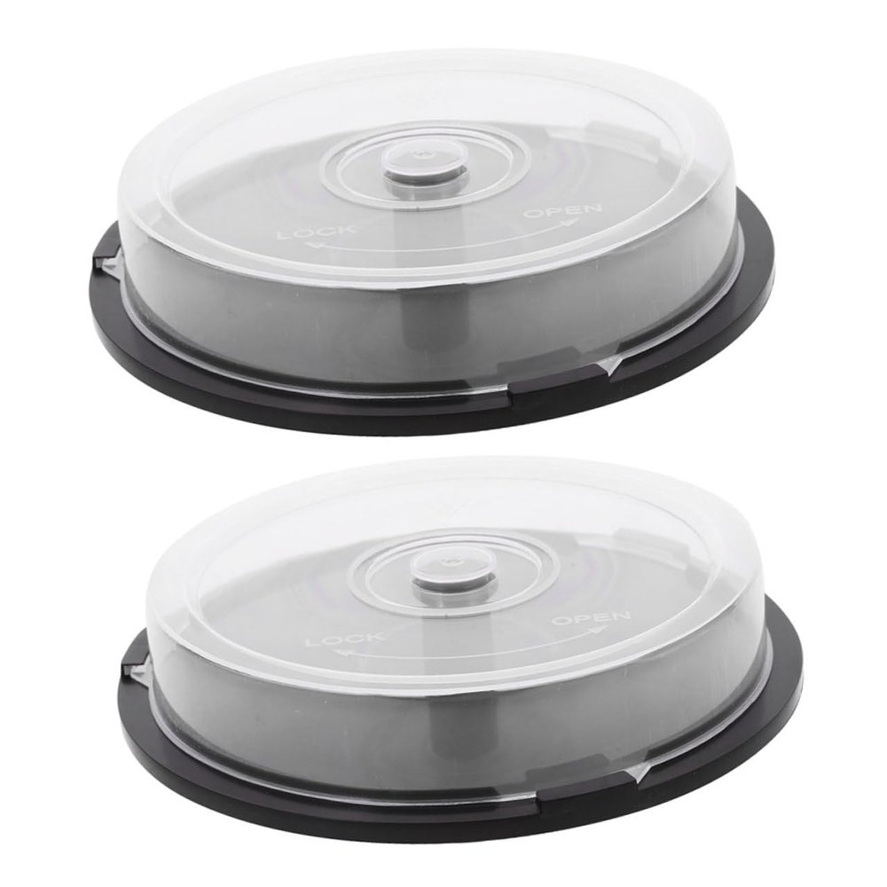 NUOBESTY 2pcs Plastic Dvd Storage Buckets Compact CD Storage Boxes with Disc Capacity Space Saving Organizer Containers for Dvds and