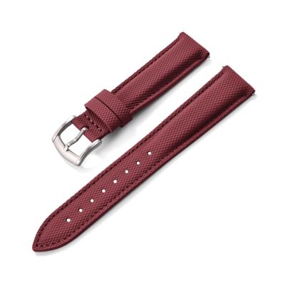 Coated Sailcloth Strap 18/19/20/22mm Sport Fabric WristBand Universal Accessories For Smart Watch(Red-Silver,18mm)