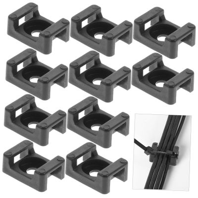 LALAFINA 500pcs Black Saddle Type Cable Tie Base Mounts Plastic Wire Holders for Screw Fixing Stable Cable Organizers for Home Office School Wire Management