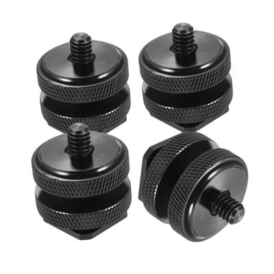 DOITOOL 4 PCS Hot Shoe Mount Adapter with Dual Nuts for DSLR Camera Rig Tripod Screw Adapter Compatible with Flash Microphone Monitor LED Light Easy Hand Installation