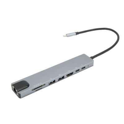 8 in 1 USB C Hub with 100W PD Charging 4K High Definition Multimedia Interface Ethernet Port USB 3 0 Ports and Memory Card Reader for Laptop and More