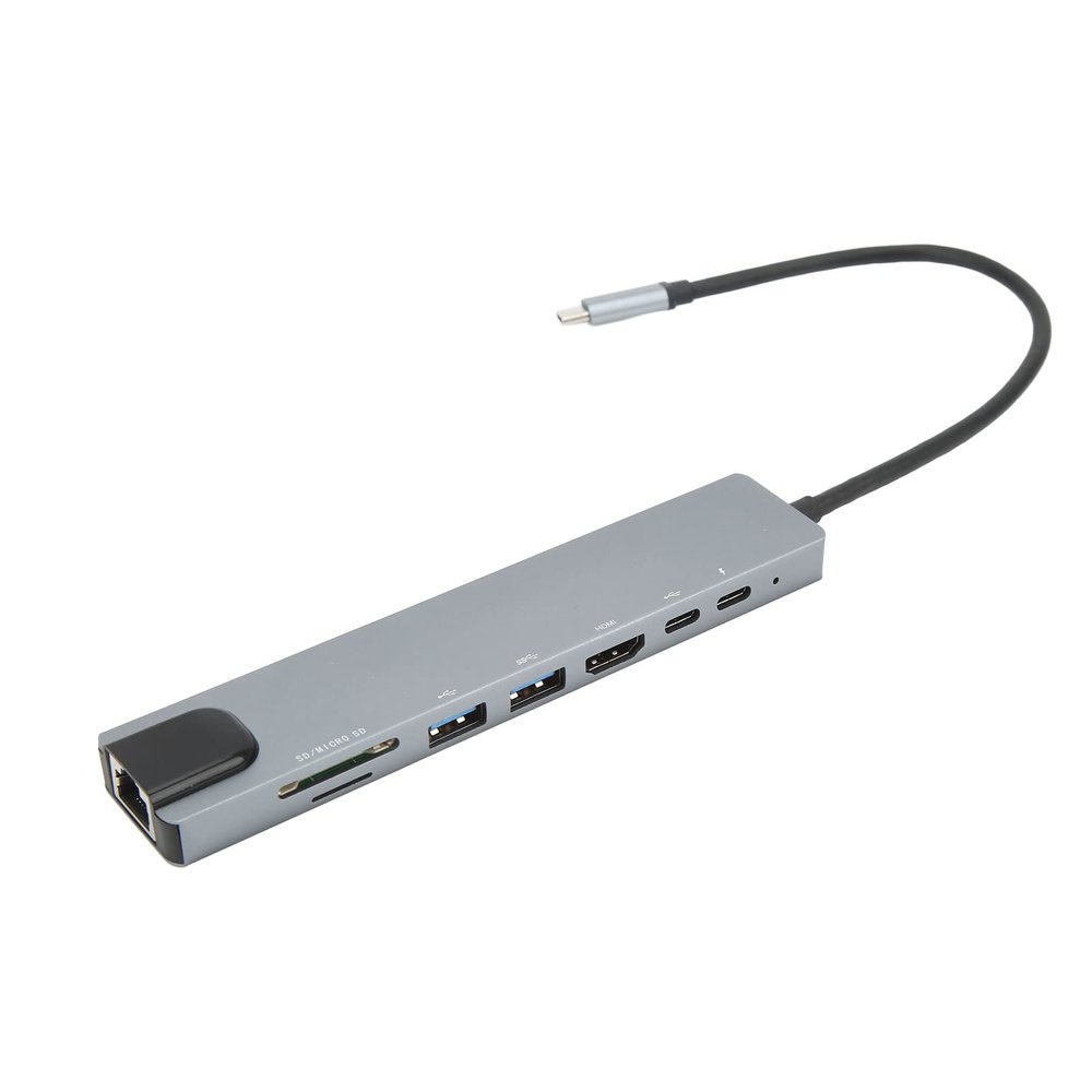 8 in 1 USB C Hub with 100W PD Charging 4K High Definition Multimedia Interface Ethernet Port USB 3 0 Ports and Memory Card Reader for Laptop and More