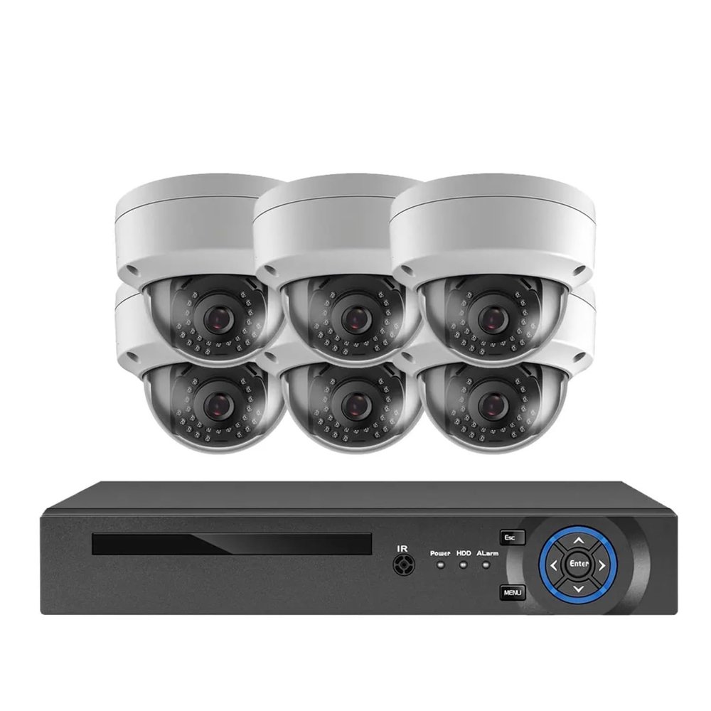 JUCFRDNJ H.265 8CH 4K AHD DVR Kit 8 Channels HD 8MP Outdoor Waterproof CCTV Security AHD Camera System Video Surveillance Kit 4CH(2T,6 PCS Camera KIT_UK Plug)