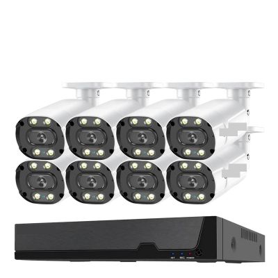 Tuya App Security IP Camera System 4K POE NVR Kit CCTV Audio Recording Outdoor Video 5MP Surveillance IP Camera Set(None,Beige_UK Plug)