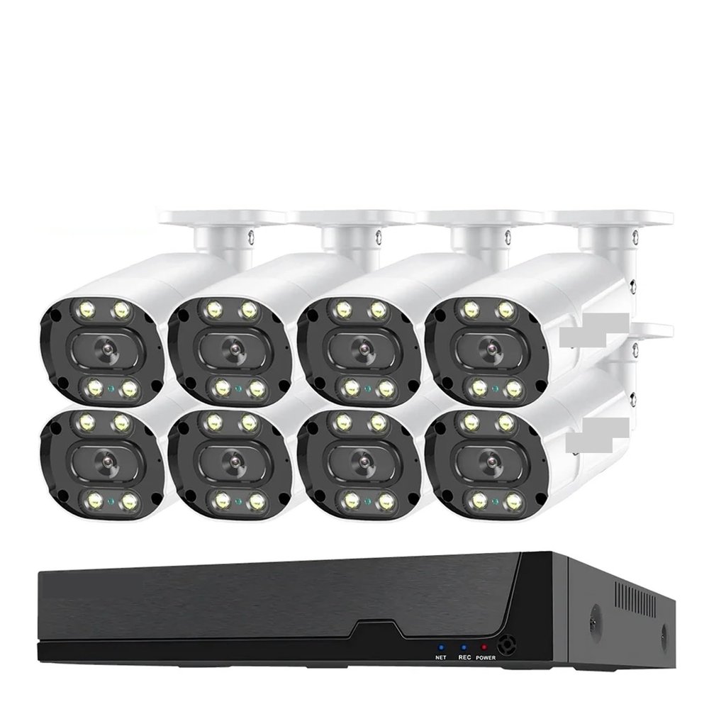 Tuya App Security IP Camera System 4K POE NVR Kit CCTV Audio Recording Outdoor Video 5MP Surveillance IP Camera Set(None,Beige_UK Plug)