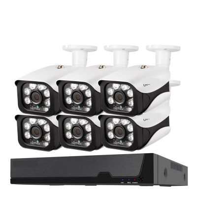 JUCFRDNJ Tuya 8MP Security Camera System H.265 POE NVR Audio Home Dome/Bullet Outdoor Microphone Video Surveillance Camera Set(None,8CH NVR and 6 Camera_UK Plug)