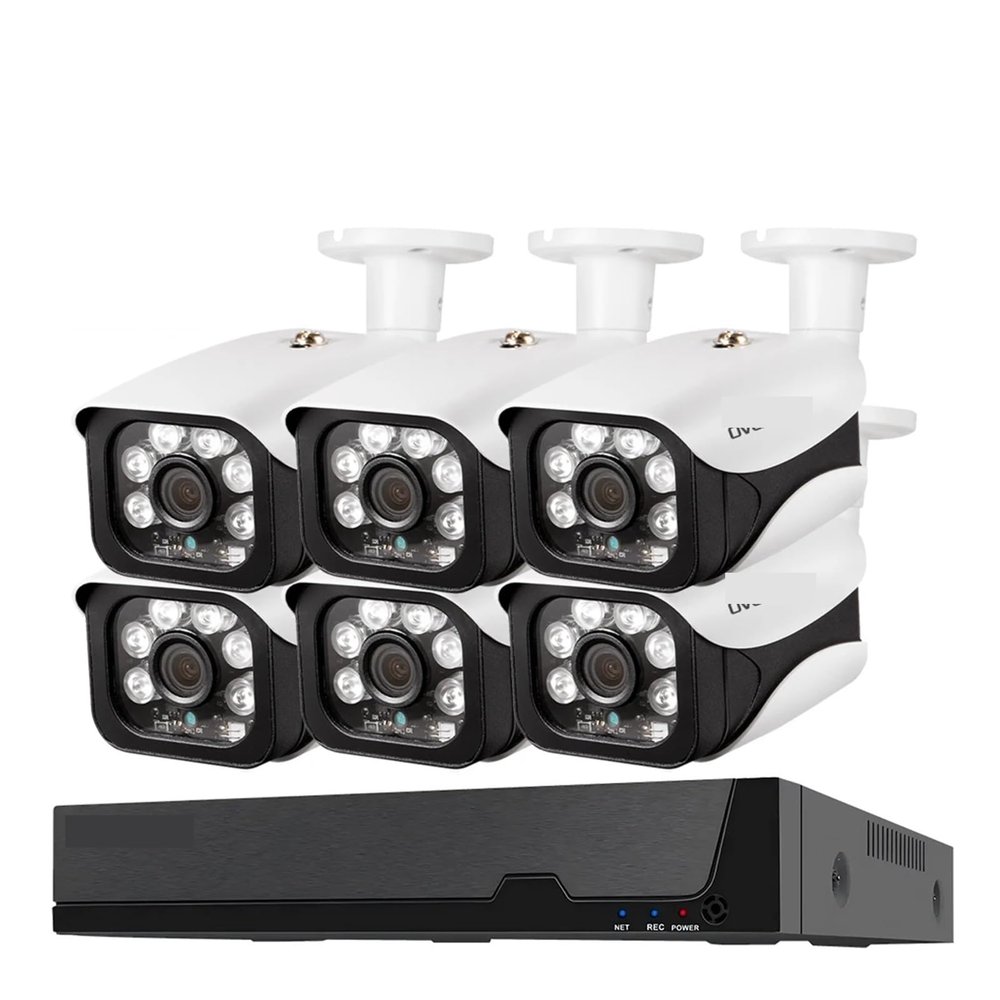 JUCFRDNJ Tuya 8MP Security Camera System H.265 POE NVR Audio Home Dome/Bullet Outdoor Microphone Video Surveillance Camera Set(None,8CH NVR and 6 Camera_UK Plug)