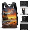 BWQJKUO 3Pcs Pirate Ship in The Sunset Printed Backpack for Lightweight High-capacity Backpack With Lunch Bag Pencil Bags view 3