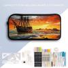 BWQJKUO 3Pcs Pirate Ship in The Sunset Printed Backpack for Lightweight High-capacity Backpack With Lunch Bag Pencil Bags view 4