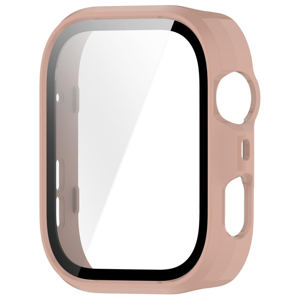 Clear Display Shielding Case with Reinforced PC Shell & Smooth Button Access Suitable for Watch Fit 4 Full Coverage Hard PC Case with Tempered Glass
