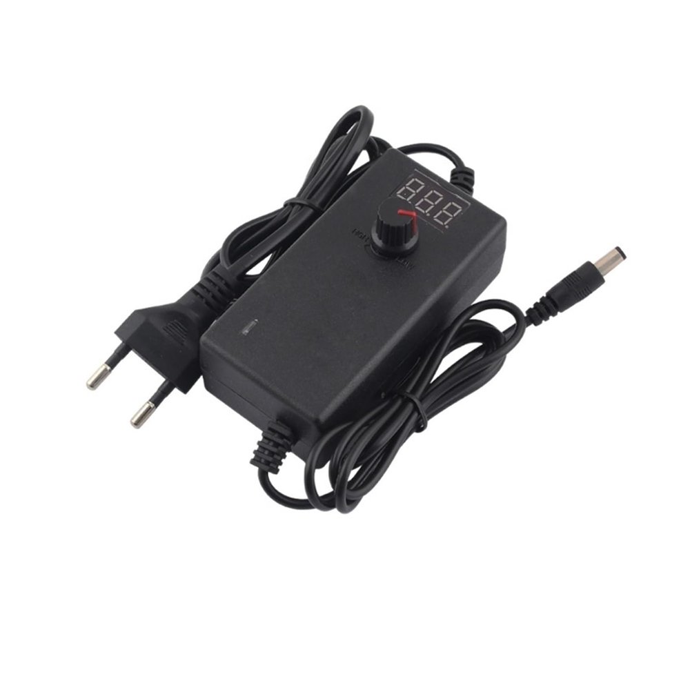 Adjustable Power Adapter AC to DC 3V-12V 3V-24V 9V-24V with Universal Supply Display Screen 12V 1A 2A Switching Charger Adapter(with DC Female Male,US_9V-24V 1A)