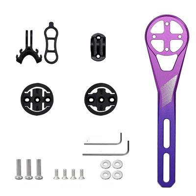 Bike Computer Extension Mount, Aluminum Alloy Adjustable Bracket for Garmin for IGPSport Mountain Road Cycling Handlebar Accessories, Purple Green Pink(Purple)