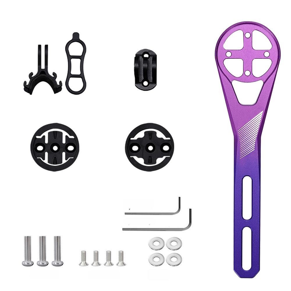 Bike Computer Extension Mount, Aluminum Alloy Adjustable Bracket for Garmin for IGPSport Mountain Road Cycling Handlebar Accessories, Purple Green Pink(Purple)
