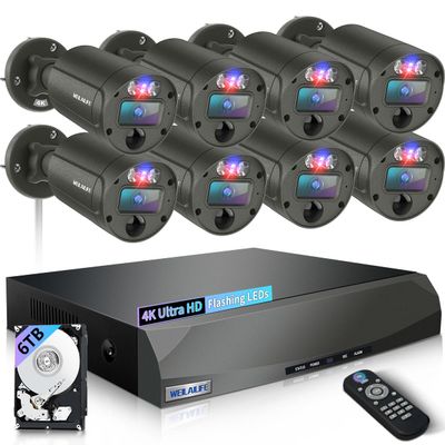 2-Way Audio & 4K Ultra HD Outdoor Wired Security Camera System, Home POE Video Surveillance Cameras Systems, Surveillance DVR Kits
