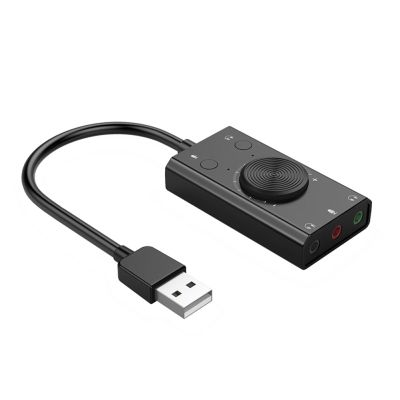 2 in 1 External USB Driver-Free Sound Card with LED Indicator for Speaker Microphone Earphone Plug&Play
