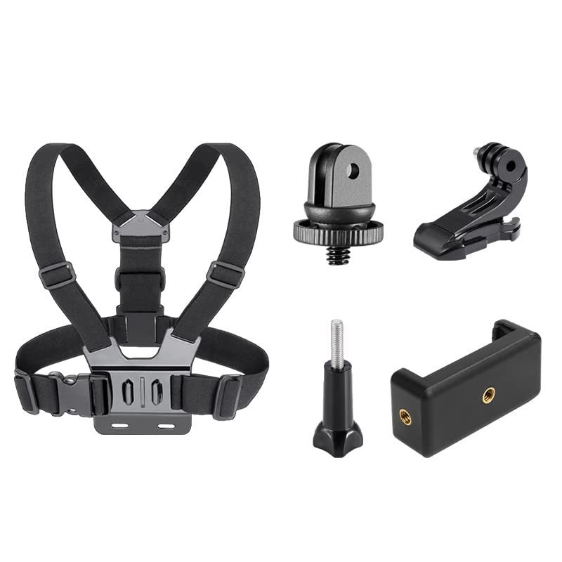 Cameras Chest Harness 5 in 1 Smartphone Chest Mount with Adjustable Length Breathable Elastic Strap for Sports Action Video Recording Hands First Person Perspective