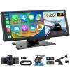 10.26" Wireless CarPlay Screen for Car: 4K Dash Cam & 1080P Backup Camera, Portable Touchscreen Car Stereo for Apple Carplay & Android Auto, GPS Navigation, Mirror Link BT FM Voice Control (ADAS) view 1