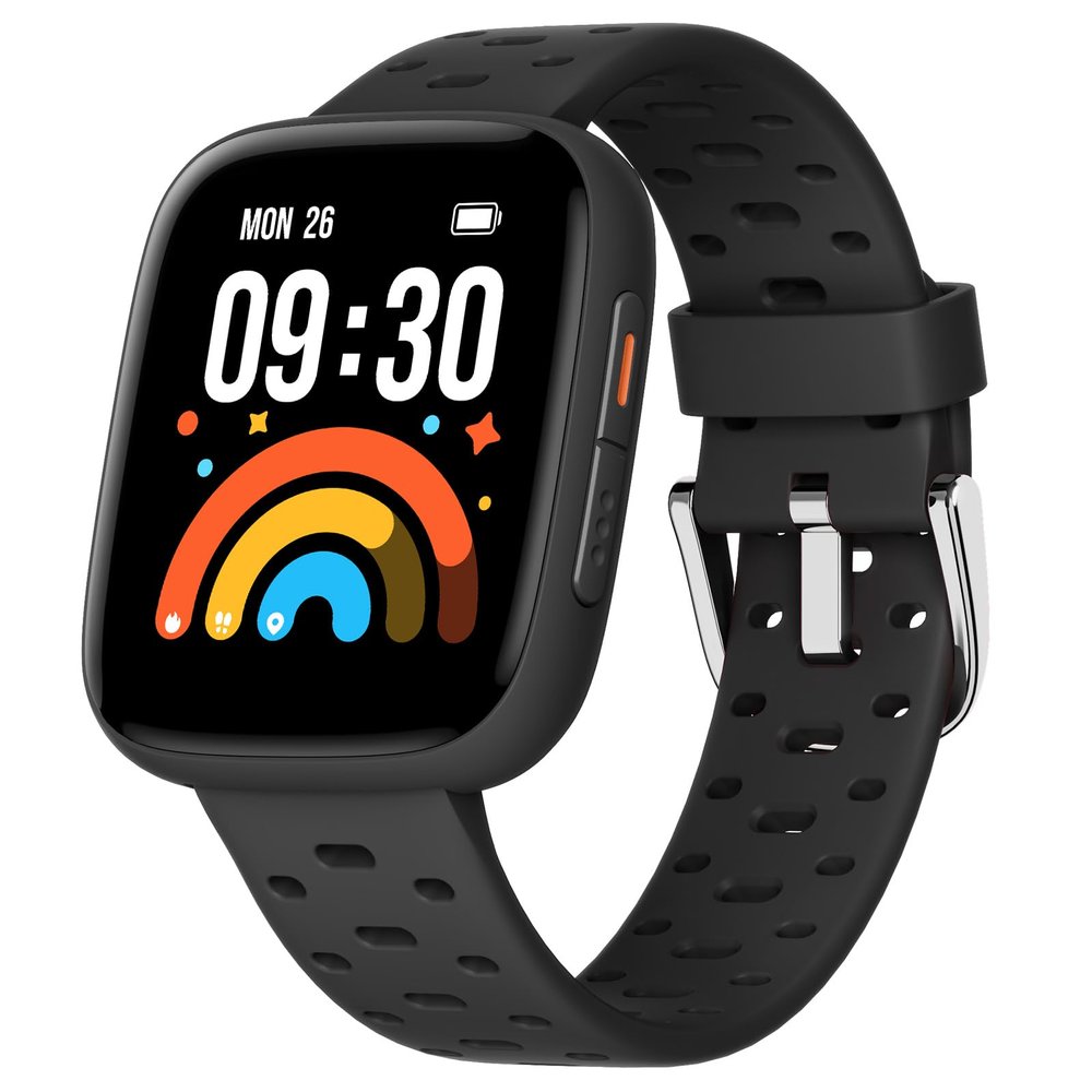BIGGERFIVE Kids Watch No Phone Needed, 1.8" Amoled Smart Fitness Watch Pedometer, Heart Rate, Sleep Tracker, 30m Waterproof, Step Counter, Puzzle Games, 100+ Dials, Gifts for Boys Girls 5-16, Black