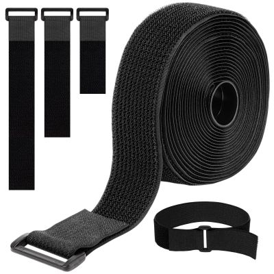16Ft 1.5 inch Cable Straps, Fastening Tape Cable Ties with 20 Buckles, Black Adjustable Hook and Loop Straps for Cord, Cable Organize, Wire Management