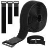16Ft 1.5 inch Cable Straps, Fastening Tape Cable Ties with 20 Buckles, Black Adjustable Hook and Loop Straps for Cord, Cable Organize, Wire Management view 1