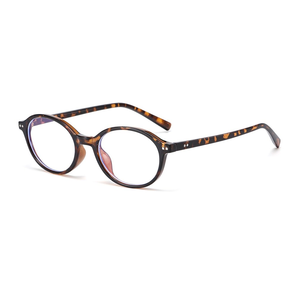 LJCZKA Oval Blue Light Blocking Glasses for Women Vintage Oval Frame Glasses Nerd Y2K Eyewear Anti Glare Computer Eyeglasses (Leopard)