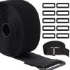 2In x 16Ft Cable Straps with 20 Buckles, Heavy Duty Fastening Cable Ties, Cut-to-Length, Hook and Loop Securing Straps for Organizer or Storage, Black view 1